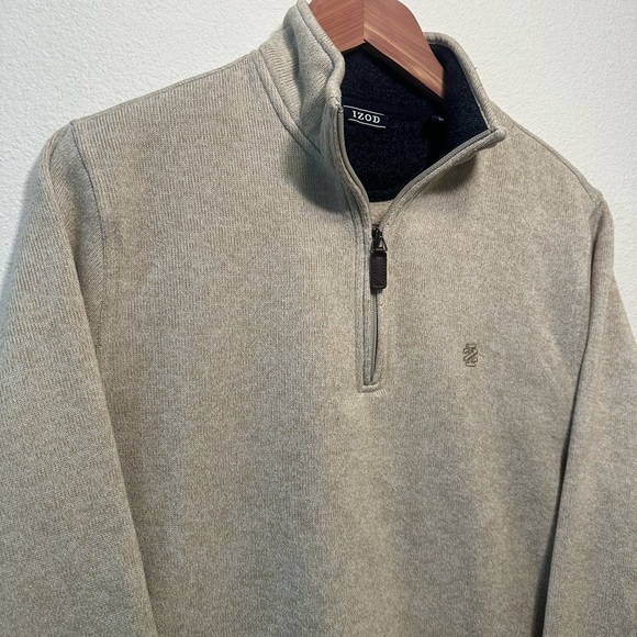 IZOD Men's Tan Zip-Up Sweater - Picture 3 of 3